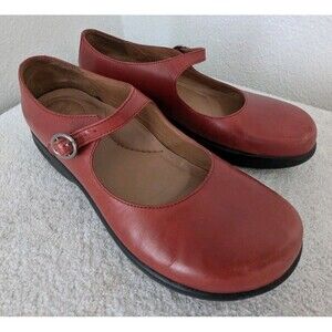 Dansko Marcella Mary Jane Red Leather Comfort Shoes Women's Size 39 US 9